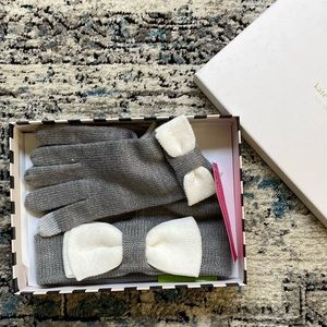 Kate Spade gray gloves and beanie